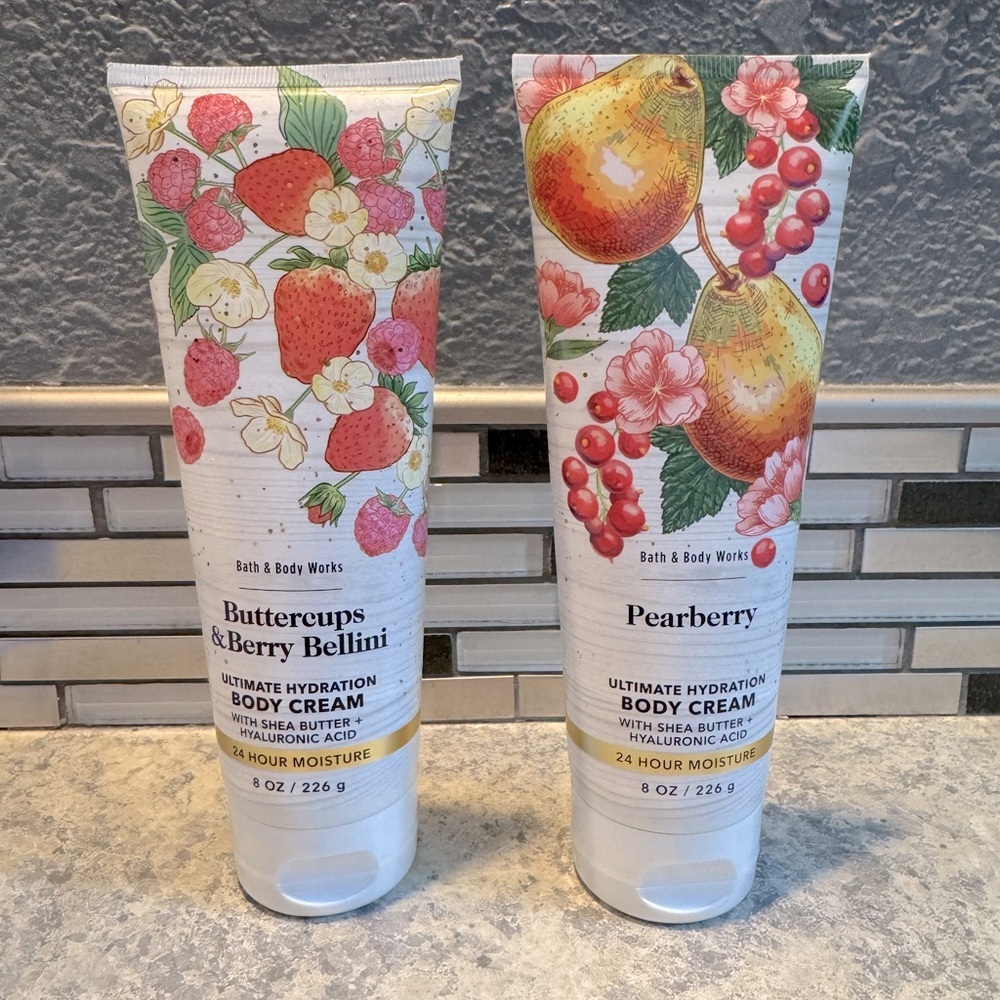Bath & Body Works Body Cream Set Buttercups & Berry Bellini/Pearberry